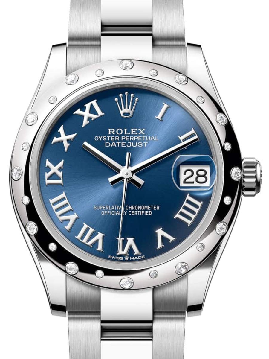 ロレックス デイトジャスト 278344rbr-0035 ブライトブルー オイスター、31 mm、オイスタースチール＆ホワイトゴールド、ダイヤモンド 278344RBR レディース　31ｍｍ　キャリバー 2236　パワーリザーブ 約55時間　オイスターブレス(新品未使用)