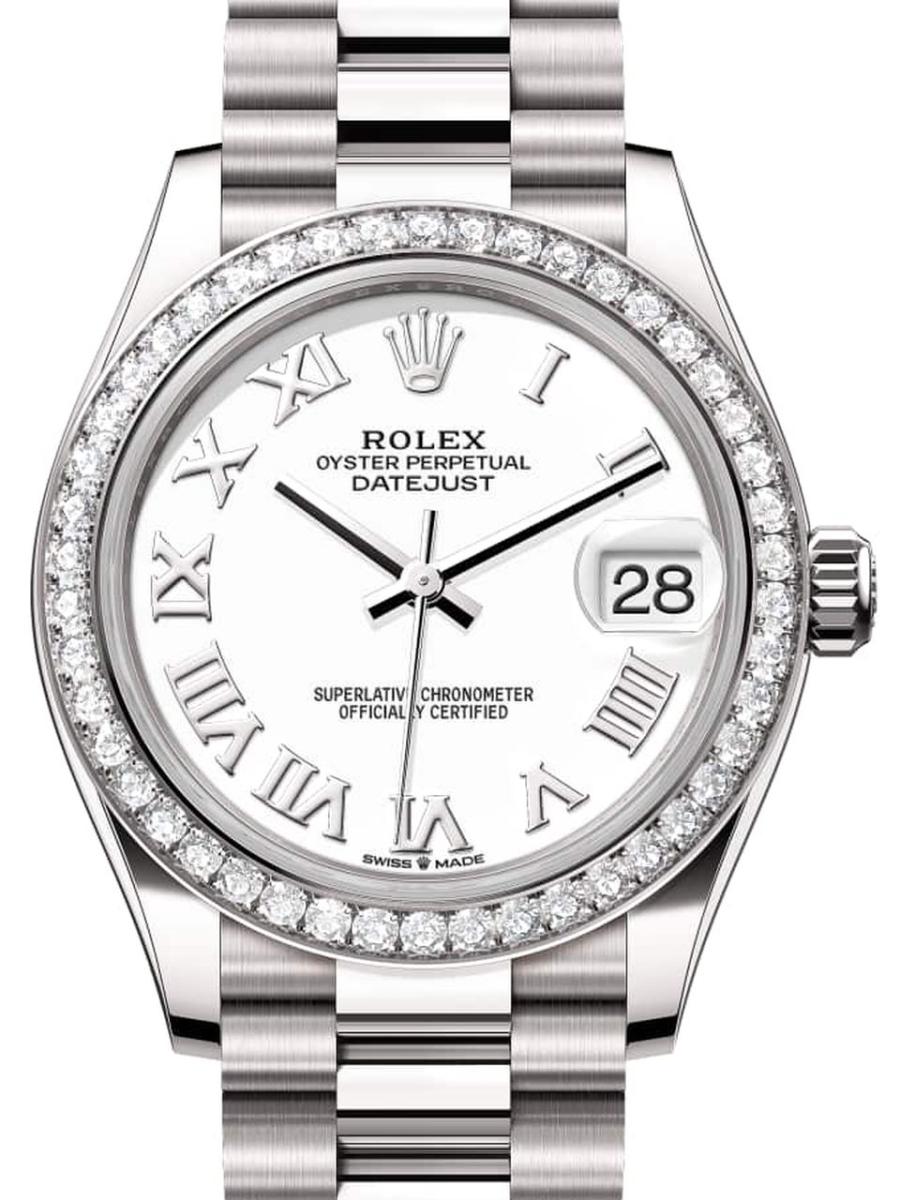 ロレックス デイトジャスト 278289rbr-0007 ホワイト オイスター、31 mm、ホワイトゴールド、ダイヤモンド 278289RBR レディース　31ｍｍ　キャリバー 2236　パワーリザーブ 約55時間　オイスターブレス(新品未使用)