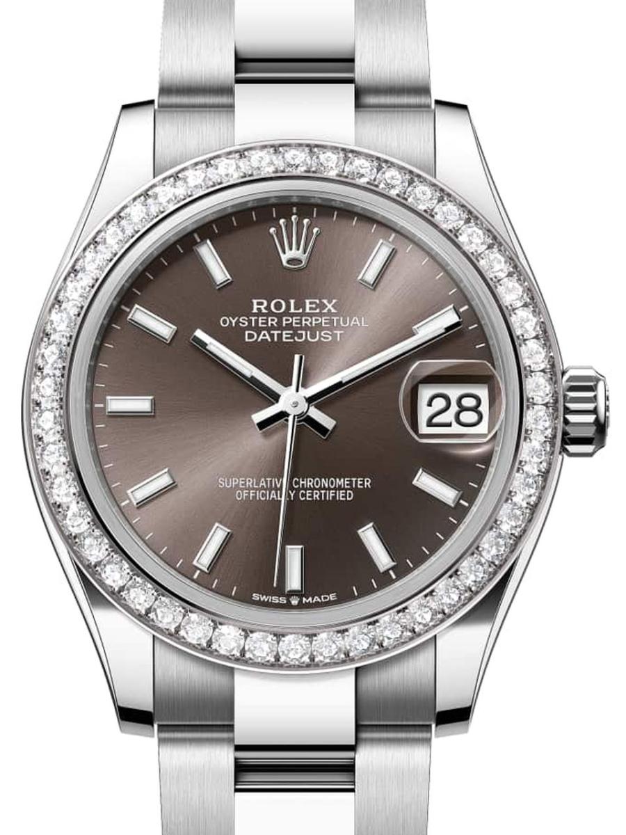 ロレックス デイトジャスト 278384rbr-0019 ダークグレー オイスター、31 mm、オイスタースチール＆ホワイトゴールド、ダイヤモンド 278384RBR レディース　31ｍｍ　キャリバー 2236　パワーリザーブ 約55時間　オイスターブレス(新品未使用)
