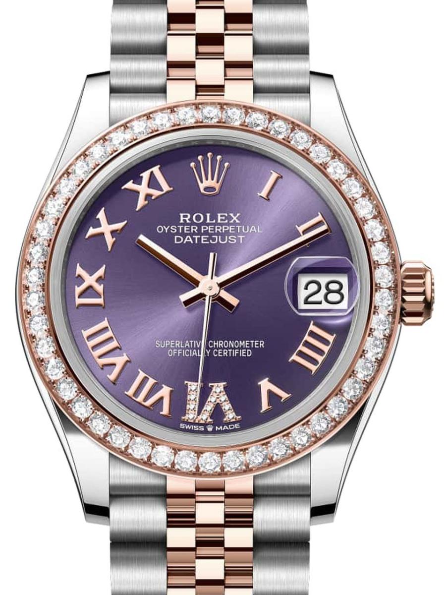 ロレックス デイトジャスト 278381rbr-0020 オーベルジーヌ オイスター、31 mm、オイスタースチール＆エバーローズゴールド、ダイヤモンド 278381RBR レディース　31ｍｍ　キャリバー 2236　パワーリザーブ 約55時間　オイスターブレス(新品未使用)