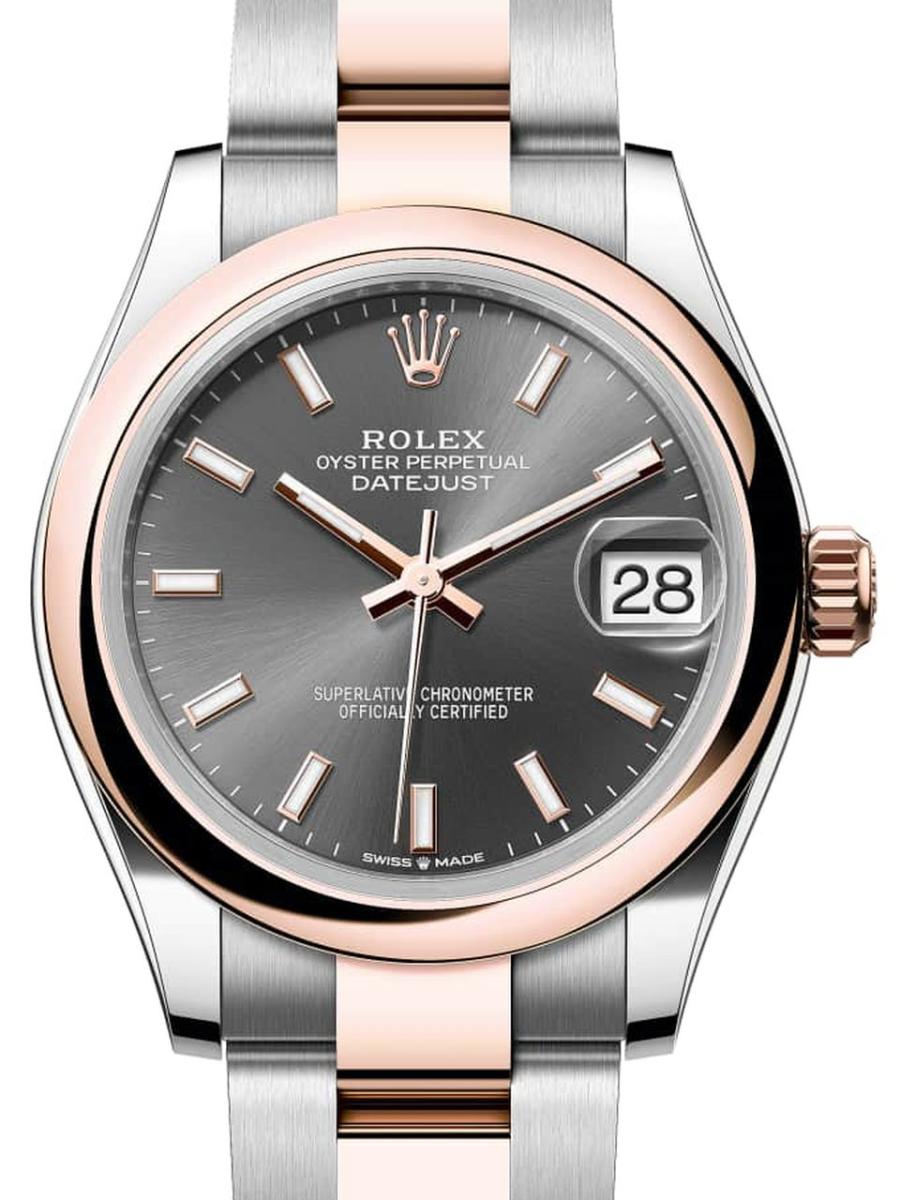 ロレックス デイトジャスト 278241-0017 スレート オイスター、31 mm、オイスタースチール＆エバーローズゴールド 278241 レディース　31ｍｍ　キャリバー 2236　パワーリザーブ 約55時間　オイスターブレス(新品未使用)