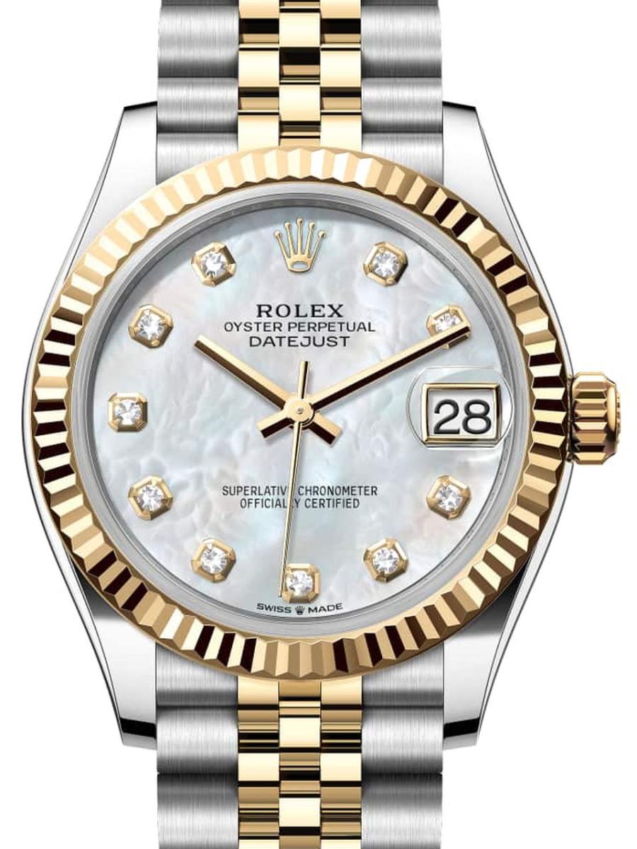 ロレックス デイトジャスト 278273-0028 マザーオブパール オイスター、31 mm、オイスタースチール＆イエローゴールド 278273 レディース　31ｍｍ　キャリバー 2236　パワーリザーブ 約55時間　オイスターブレス(新品未使用)