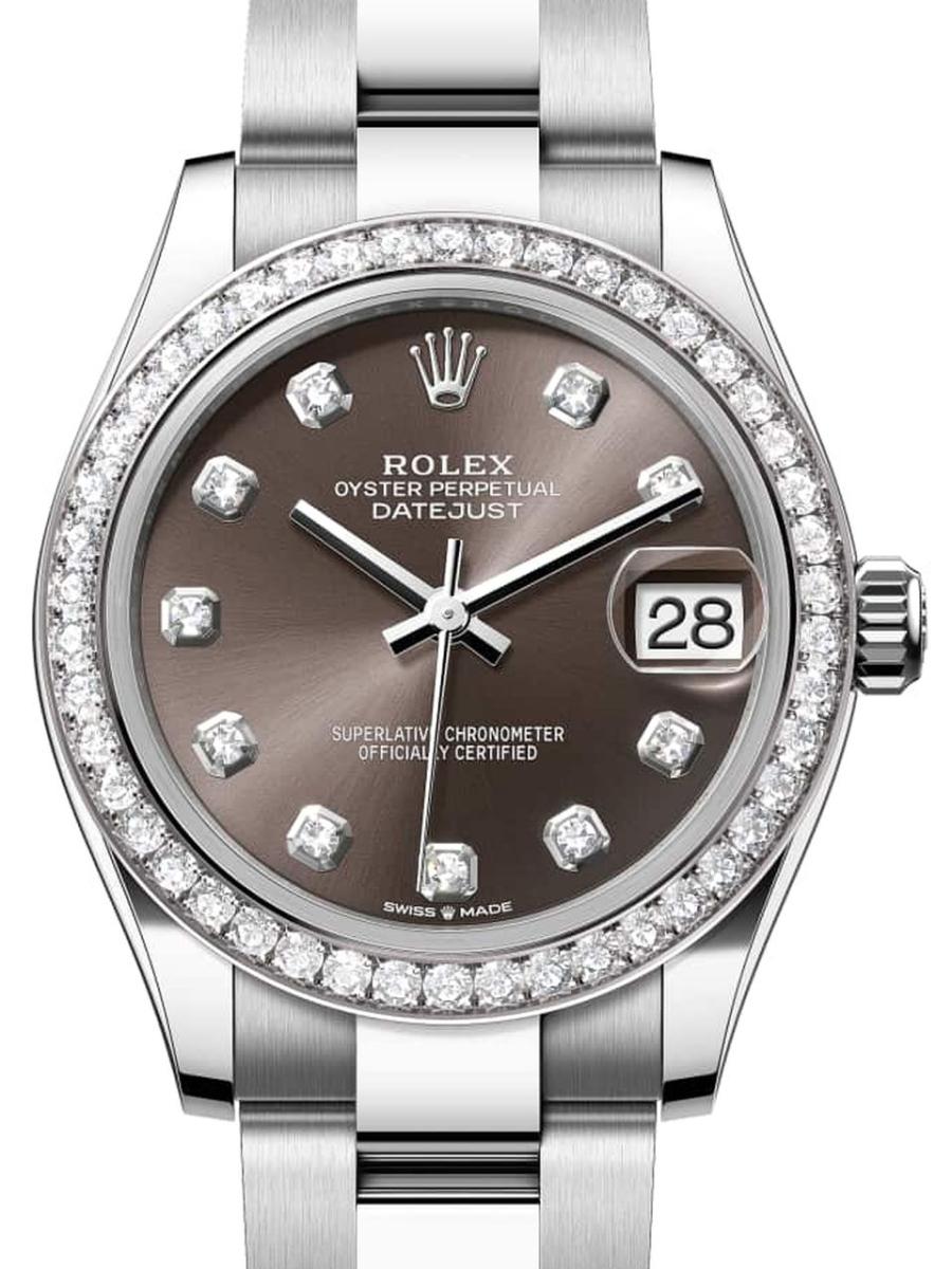 ロレックス デイトジャスト 278384rbr-0009 ダークグレー オイスター、31 mm、オイスタースチール＆ホワイトゴールド、ダイヤモンド 278384RBR レディース　31ｍｍ　キャリバー 2236　パワーリザーブ 約55時間　オイスターブレス(新品未使用)
