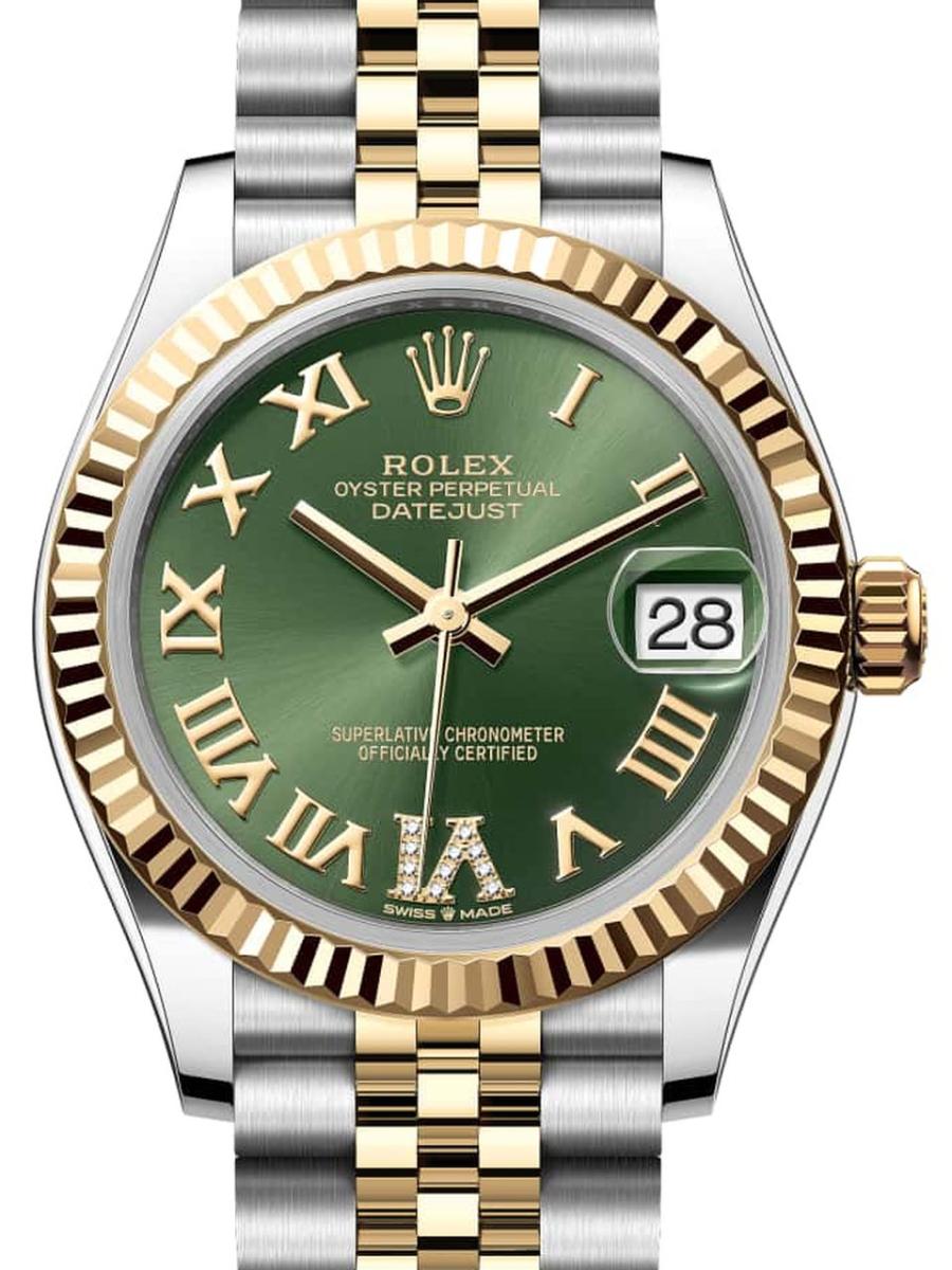 ロレックス デイトジャスト 278273-0016 オリーブグリーン オイスター、31 mm、オイスタースチール＆イエローゴールド 278273 レディース　31ｍｍ　キャリバー 2236　パワーリザーブ 約55時間　オイスターブレス(新品未使用)