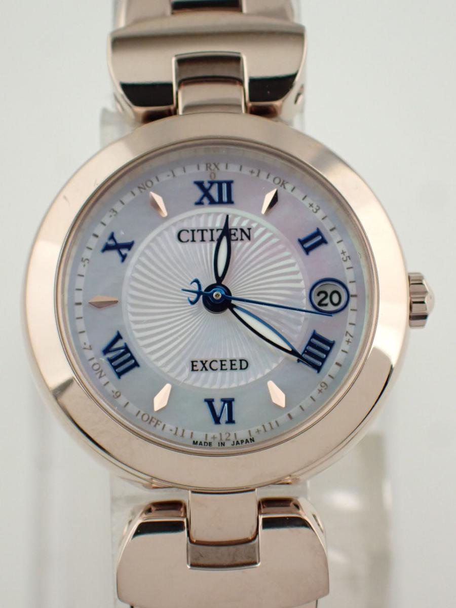 シチズン エクシード ES9424-57A 白蝶貝 サクラ色、デイト、レディース(A※中古)