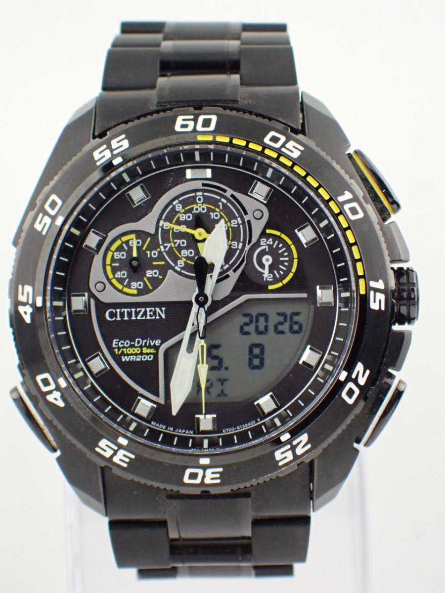 シチズン プロマスター U700-S098041 ブラック 44mm、デジアナ文字盤、メンズ(A※中古)
