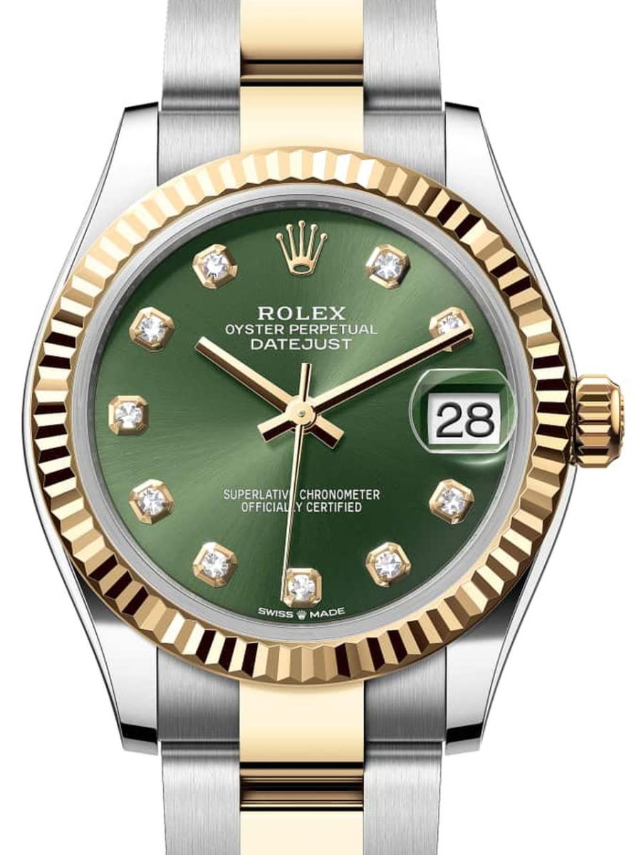 ロレックス デイトジャスト 278273-0029 オリーブグリーン オイスター、31 mm、オイスタースチール＆イエローゴールド 278273 レディース　31ｍｍ　キャリバー 2236　パワーリザーブ 約55時間　オイスターブレス(新品未使用)