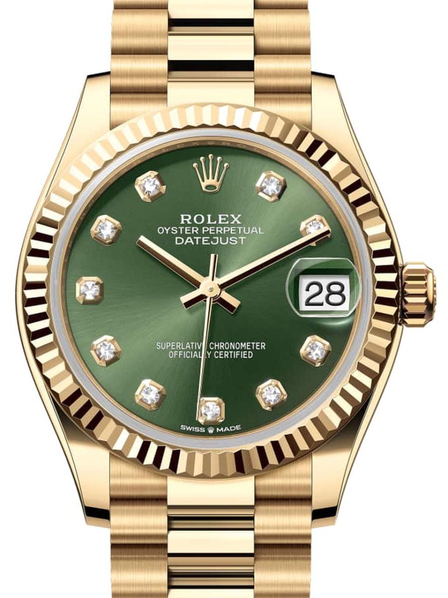 ロレックス デイトジャスト 278278-0011 オリーブグリーン オイスター、31 mm、イエローゴールド 278278 レディース　31ｍｍ　キャリバー 2236　パワーリザーブ 約55時間　オイスターブレス(新品未使用)
