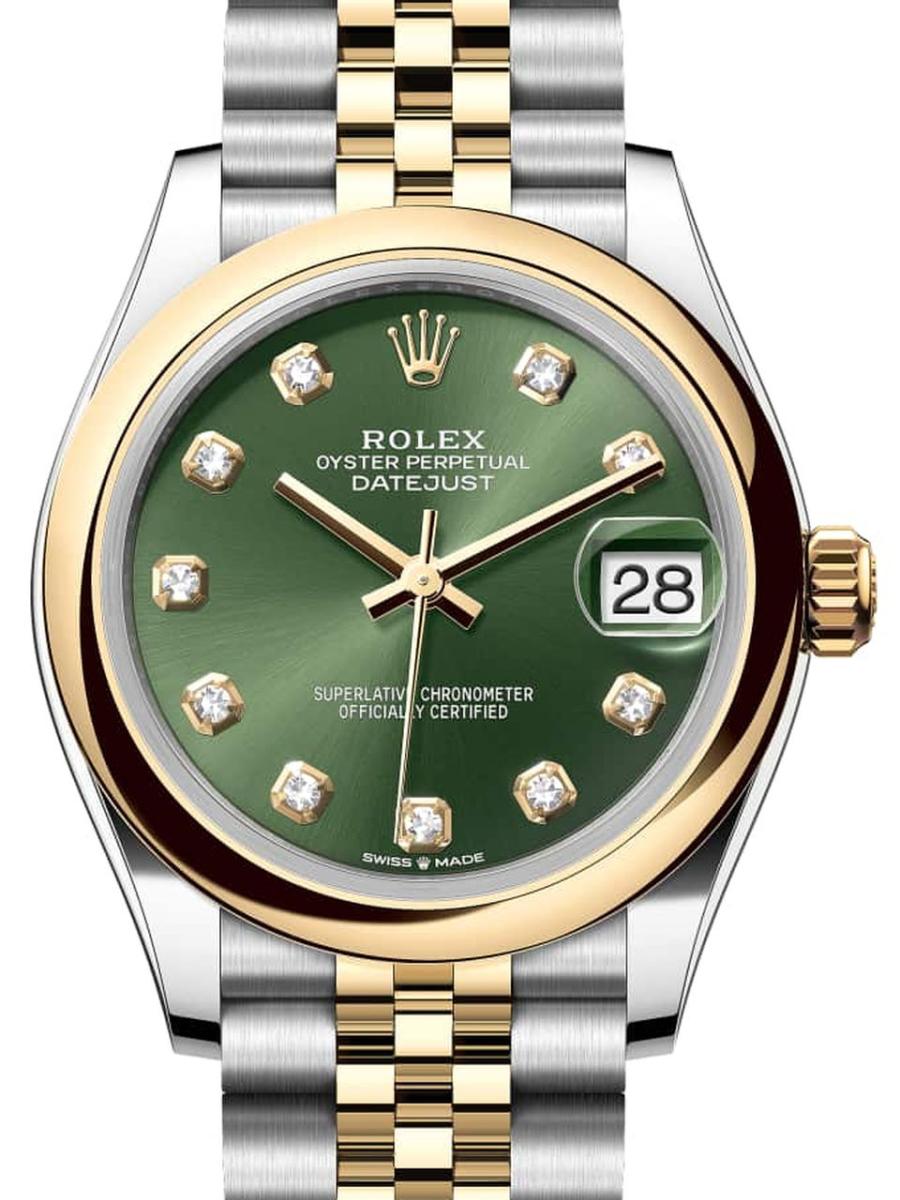 ロレックス デイトジャスト 278243-0030 オリーブグリーン オイスター、31 mm、オイスタースチール＆イエローゴールド 278243 レディース　31ｍｍ　キャリバー 2236　パワーリザーブ 約55時間　オイスターブレス(新品未使用)