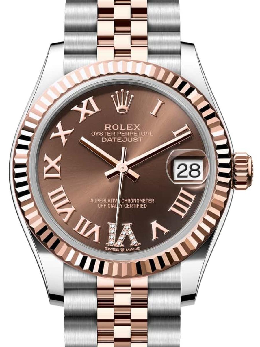 ロレックス デイトジャスト 278271-0004 チョコレート オイスター、31 mm、オイスタースチール＆エバーローズゴールド 278271 レディース　31ｍｍ　キャリバー 2236　パワーリザーブ 約55時間　オイスターブレス(新品未使用)