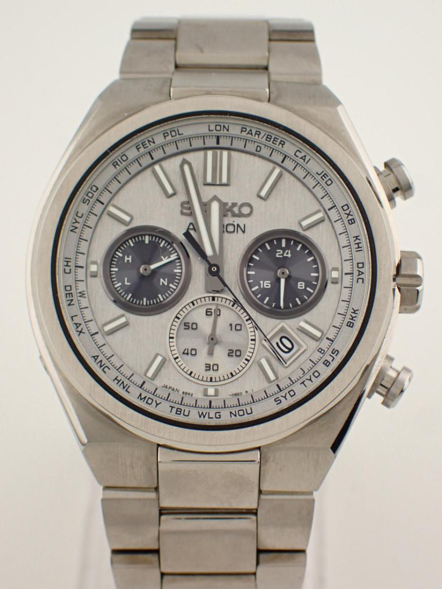 セイコー アストロン SBXY095 シルバー 41.3mm、デイト、メンズ(A※中古)