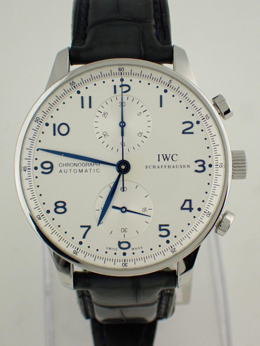 IWC ポルトギーゼ IW371417 ホワイト 39mm、クロノグラフ、青針(A※中古)