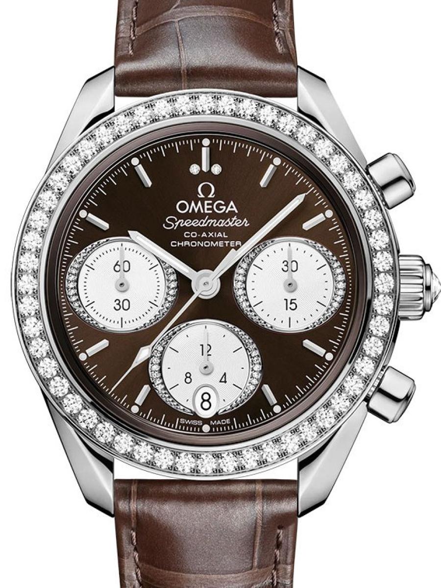 オメガ スピードマスター 324.18.38.50.63.001 ブラウン Speedmaster 38 mm, ステンレススティール アリゲーター - 324.18.38.50.63.001 ユニセックス　38ｍｍ　キャリバー 333﻿0　パワーリザーブ 約52時間　(新品未使用)