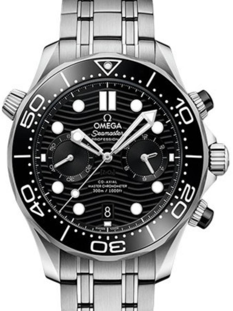 オメガ シーマスター 210.30.44.51.01.001 ブラック シーマスター ダイバー300M クロノグラフ　ブラックダイヤル　デイト表示 メンズ　44mm　キャリバ﻿ー オメガ 990﻿0　パワーリザー﻿ブ 60時﻿間　シースルーバック(新品未使用)