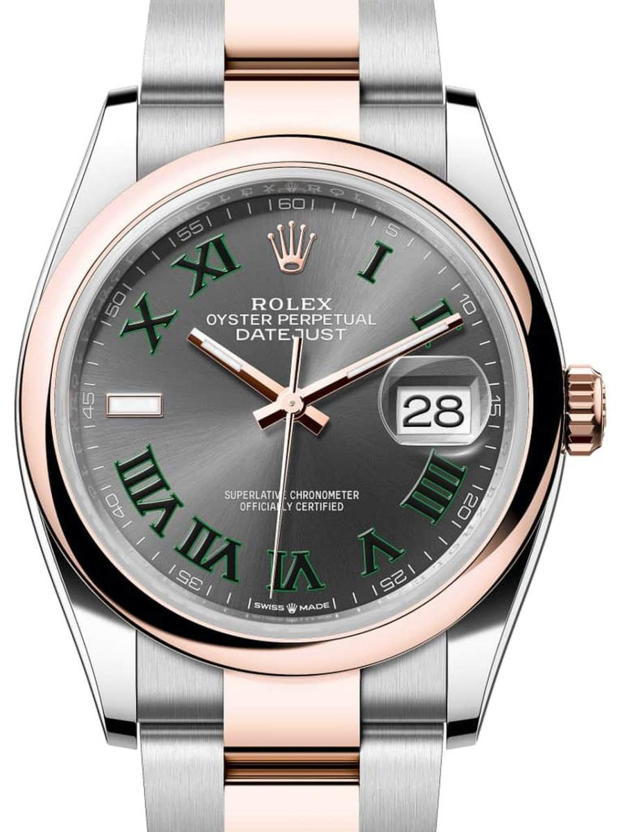ロレックス デイトジャスト 126201-0030 スレート オイスター、36 mm、オイスタースチール＆エバーローズゴールド 126201 ユニセックス　36ｍｍ　キャリバー 3255　パワーリザーブ 約70時間　オイスターブレス(新品未使用)