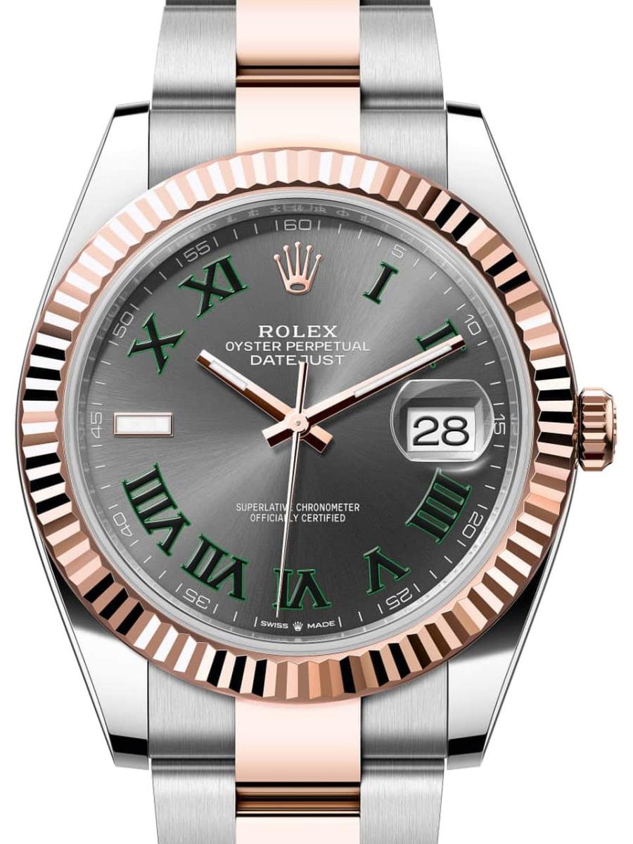 ロレックス デイトジャスト 126331-0015 スレート オイスター、41 mm、オイスタースチール＆エバーローズゴールド 126331 メンズ　41ｍｍ　キャリバー 3235　パワーリザーブ 約70時間　オイスターブレス(新品未使用)