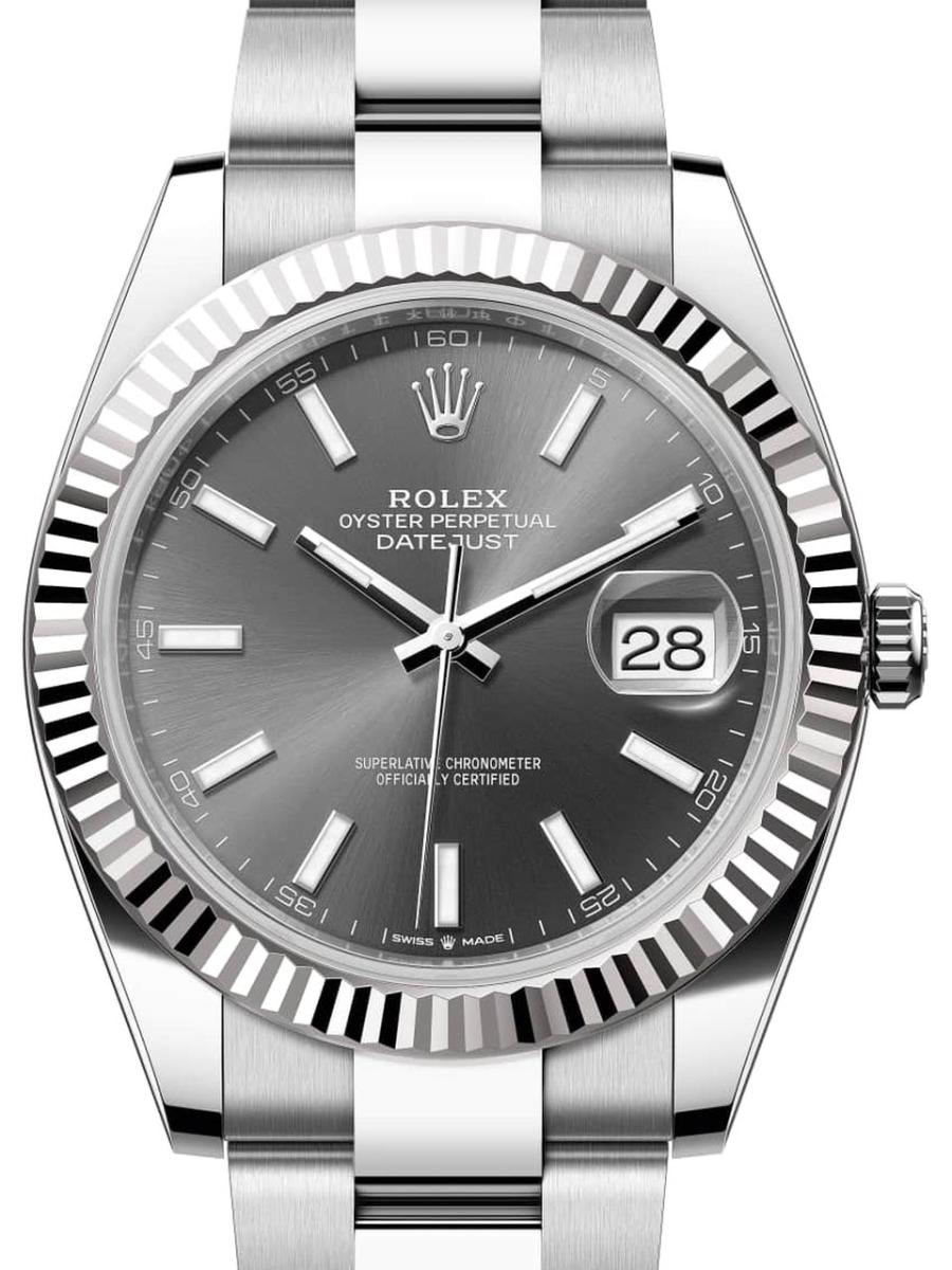 ロレックス デイトジャスト 126334-0013 スレート オイスター、41 mm、オイスタースチール＆ホワイトゴールド 126334 メンズ　41ｍｍ　キャリバー 3235　パワーリザーブ 約70時間　オイスターブレス(新品未使用)