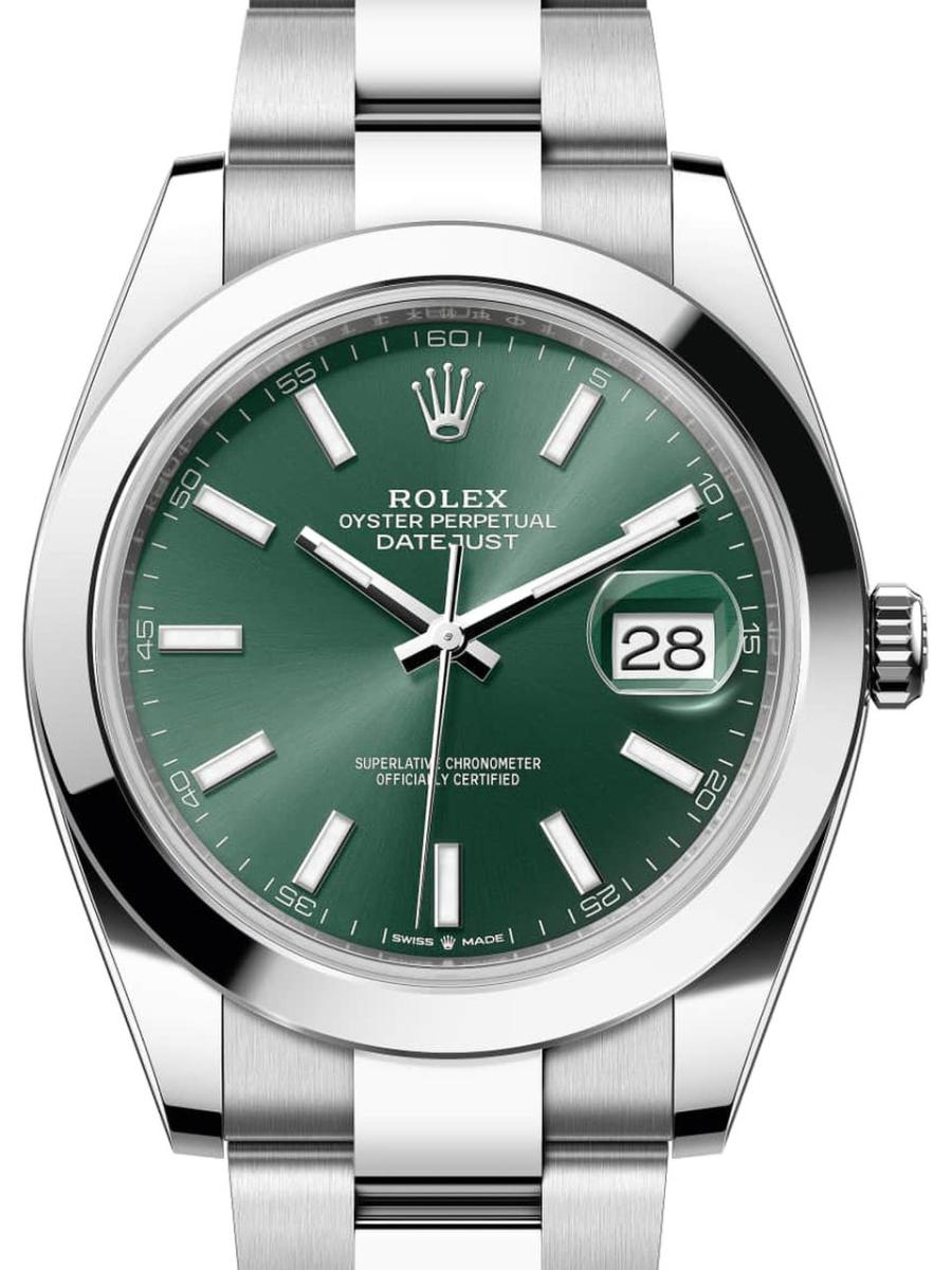 ロレックス デイトジャスト 126300-0019 ミントグリーン オイスター、41 mm、オイスタースチール 126300 メンズ　41ｍｍ　キャリバー 3235　パワーリザーブ 約70時間　オイスターブレス(新品未使用)