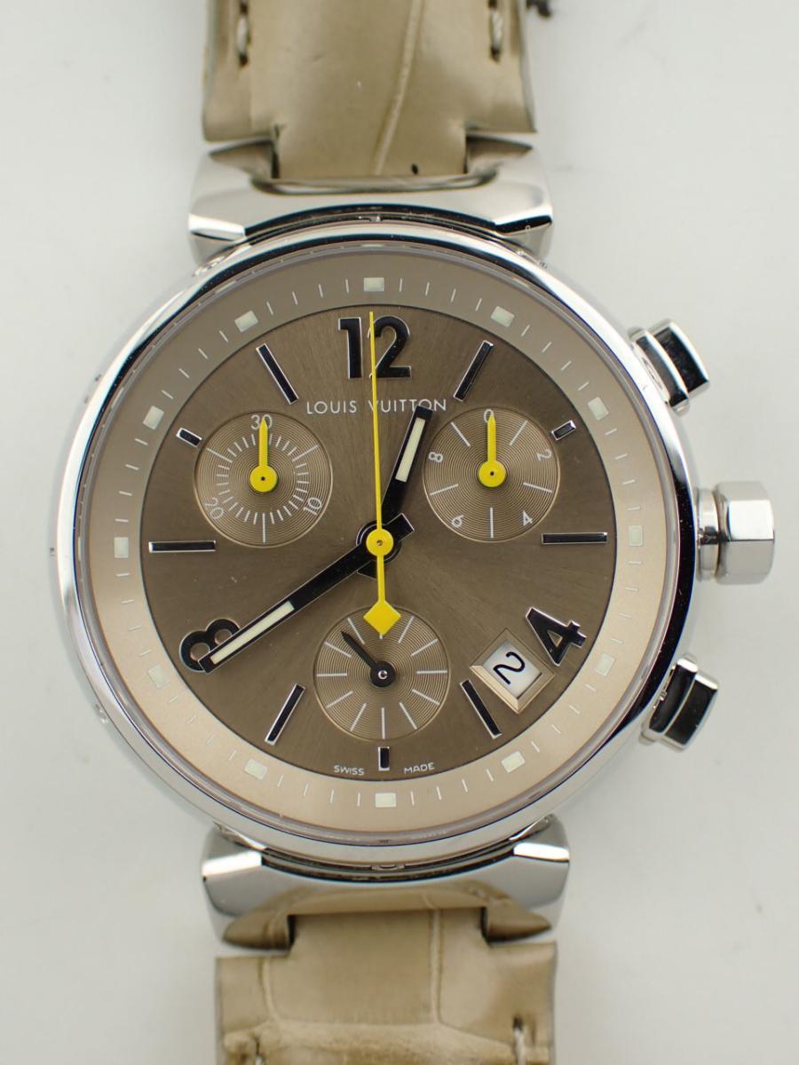 ルイヴィトン タンブール Q1322 グレー レディース　34mm　レザーベルト(AA※中古)