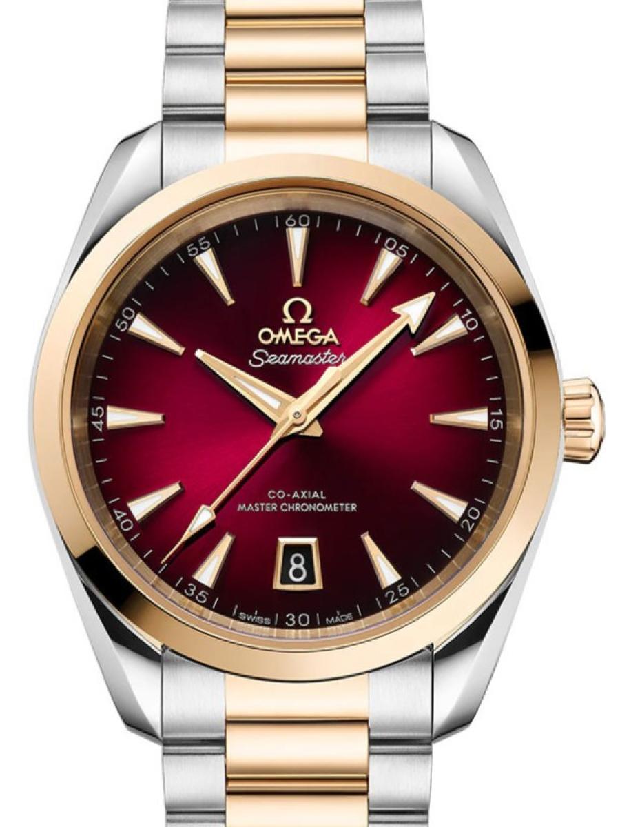 オメガ シーマスター 220.20.38.20.10.002 レッド アクアテラ150M ムーンシャインゴールド レッ﻿ドダイヤル　デイト表示 ユニセックス　38mm　キャリバ﻿ー オメガ 880﻿0　パワーリザー﻿ブ 55時﻿間　シースルーバック(新品未使用)