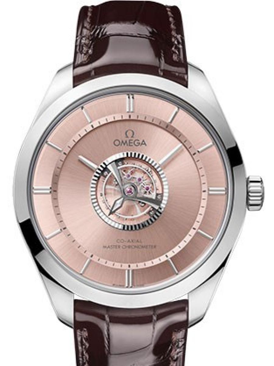 オメガ デ・ビル 529.53.43.22.99.001 ブラウン デビル　トゥールビヨン   ブラウ﻿ンダイヤル　 メンズ　41mm　キャリバ﻿ー オメガ 264﻿0　パワーリザー﻿ブ 72時﻿間　シースルーバック　アリゲーターベルト(新品未使用)