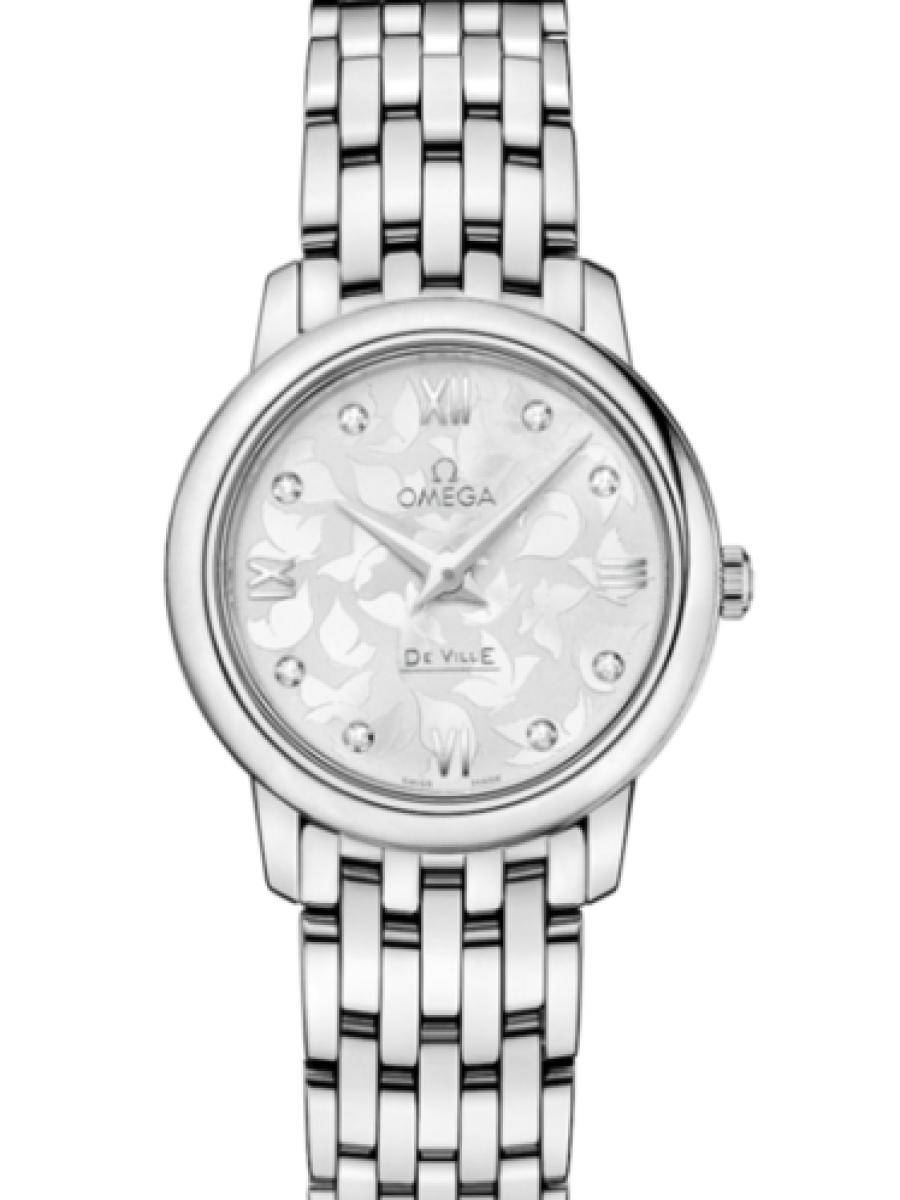 オメガ デ・ビル 424.10.27.60.52.001 シルバー プレステージ バタフライ ダイヤインデックス　シルバーダイヤル   レディース　27.4mm　キャリバー オメガ 1376　(新品未使用)