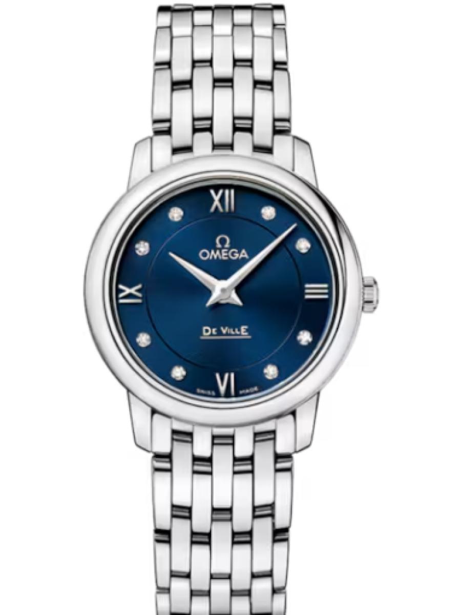 オメガ デ・ビル 424.10.27.60.53.001 ブルー プレステージ　ブルーダイヤル　ダイヤインデックス  レディース　27.4mm　キャリバー オメガ 1376(新品未使用)