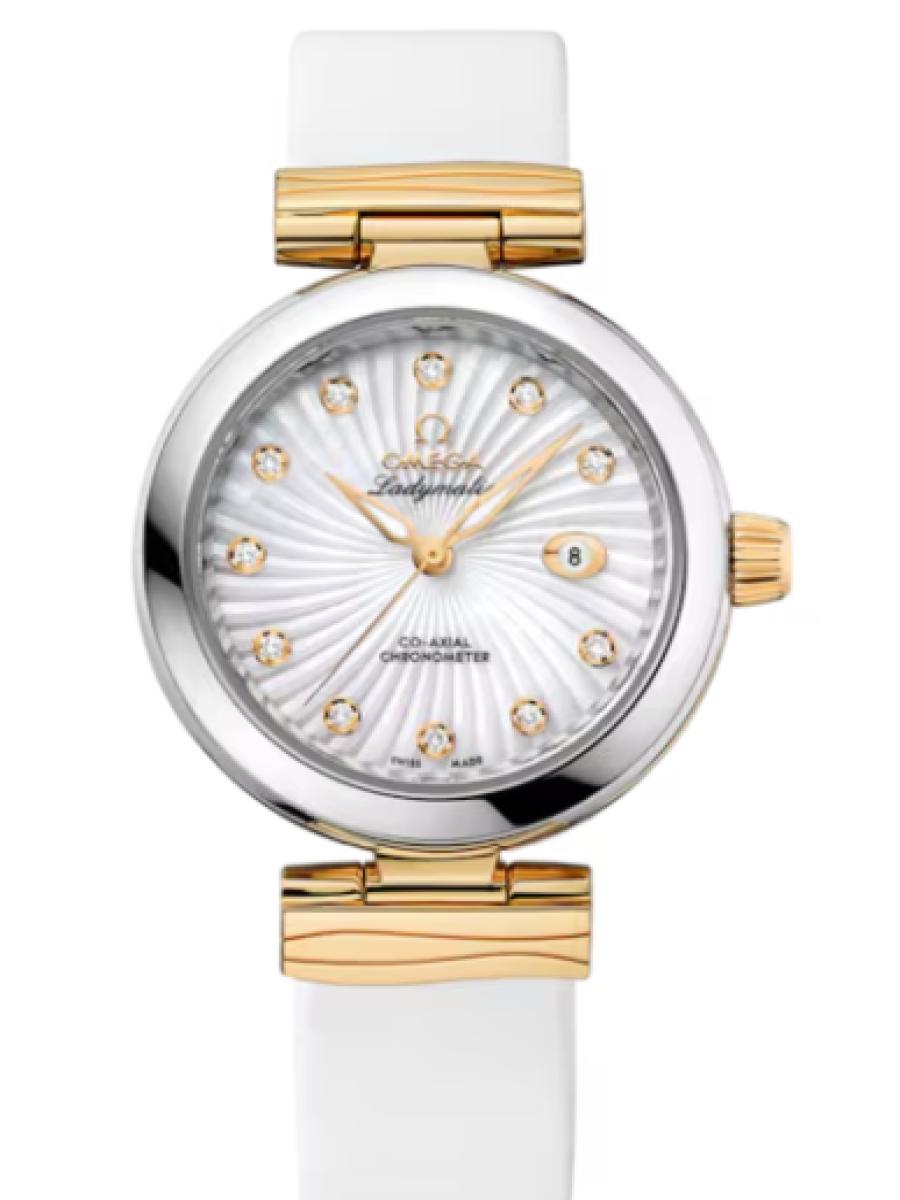 オメガ デ・ビル 425.22.34.20.55.002 シルバー Ladymatic シルバーダイヤル　ダイヤインデックス　デイト表示 レディース　メンズ　34mm　レザーストラッ﻿プ(新品未使用)