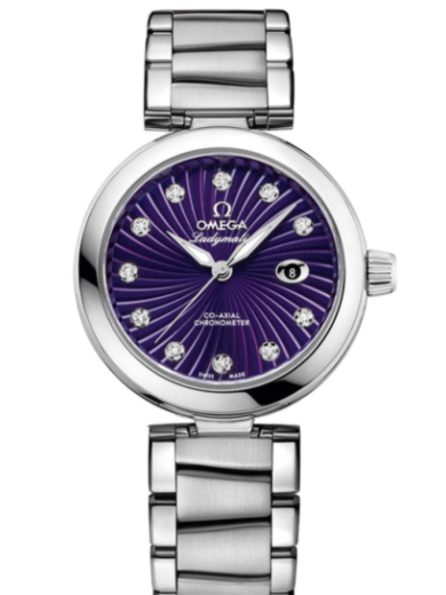 オメガ デ・ビル 425.30.34.20.60.001 バイオレット De Ville Ladymatic 34 mm, ステンレススティール - 425.30.34.20.60.001 レディース　メンズ　34mm　(新品未使用)