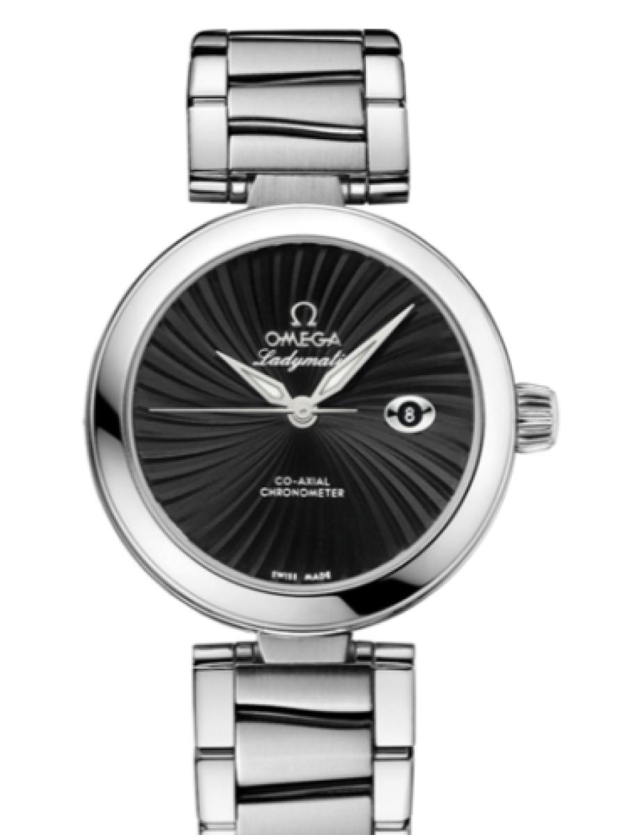 オメガ デ・ビル 425.30.34.20.01.001 ブラック Ladymatic  ブラックダイヤル　デイト表示 レディース　34mm　キャリバ﻿ー オメガ 852﻿0　パワーリザー﻿ブ 50時﻿間(新品未使用)
